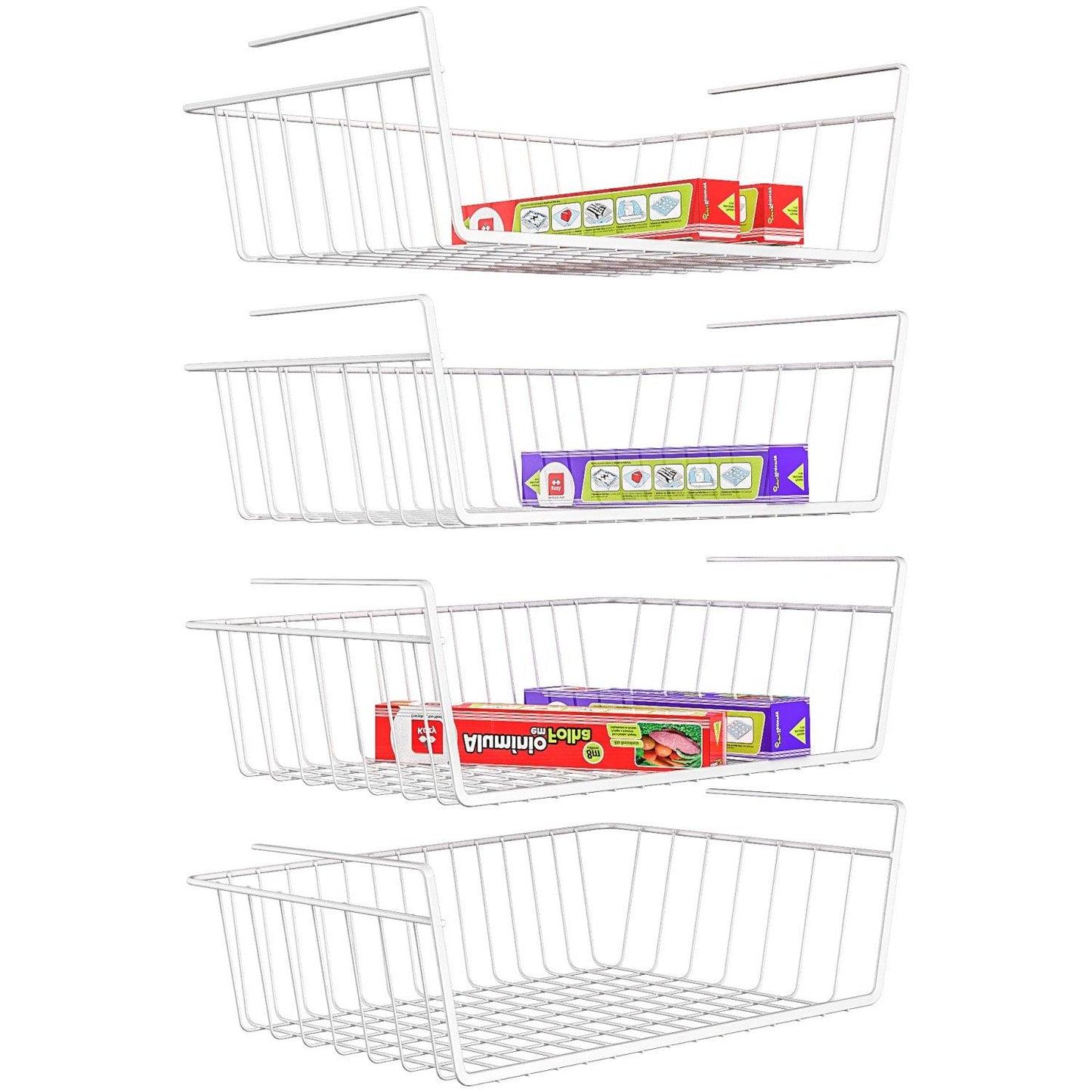 Veckle under shelf basket, veckle 4 pack stackable under cabinet