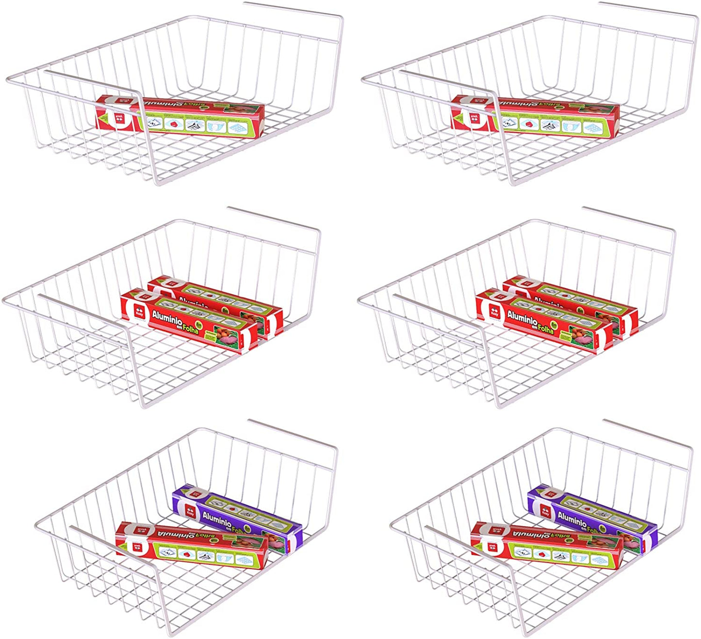 Hanging Under Shelf Storage Basket (4 Pack) - HR024, White