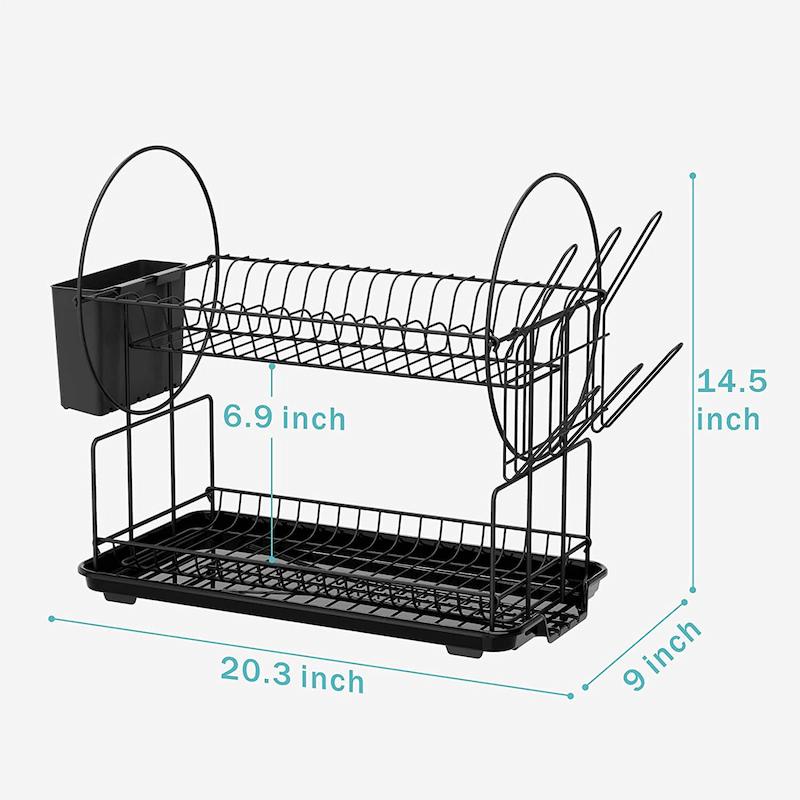 Dish Drying Rack With Drain Board – Compact with Stainless Steel Utens –  Icydeals