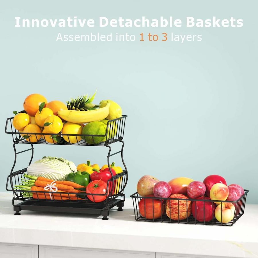 POPLARBOX 6 Tiers Rolling Metal Stackable Vegetable Fruit Basket